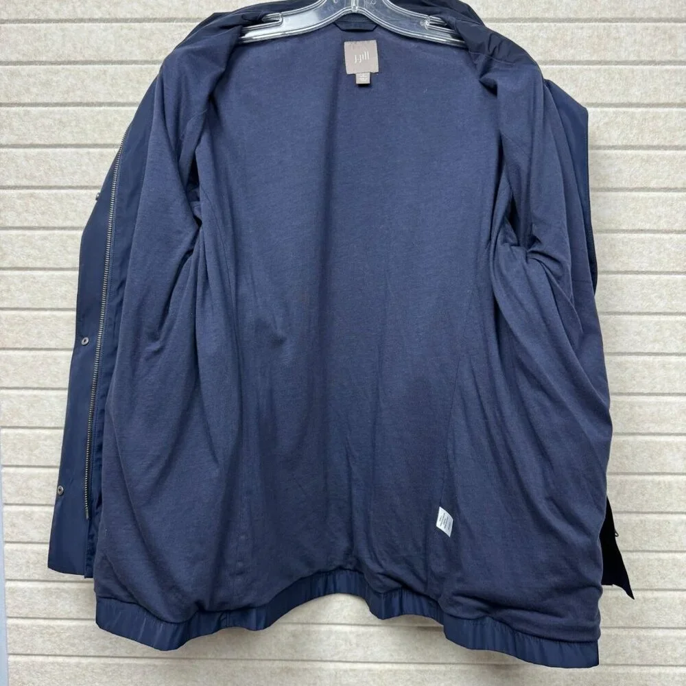 J Jill Womens Blue Zip Up Utility Jacket Drawstring Waist Front Pockets LP - Picture 2 of 14
